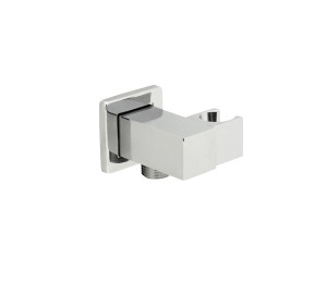 Soporte de ducha orientable cuadrado con toma 1/2" Cromado